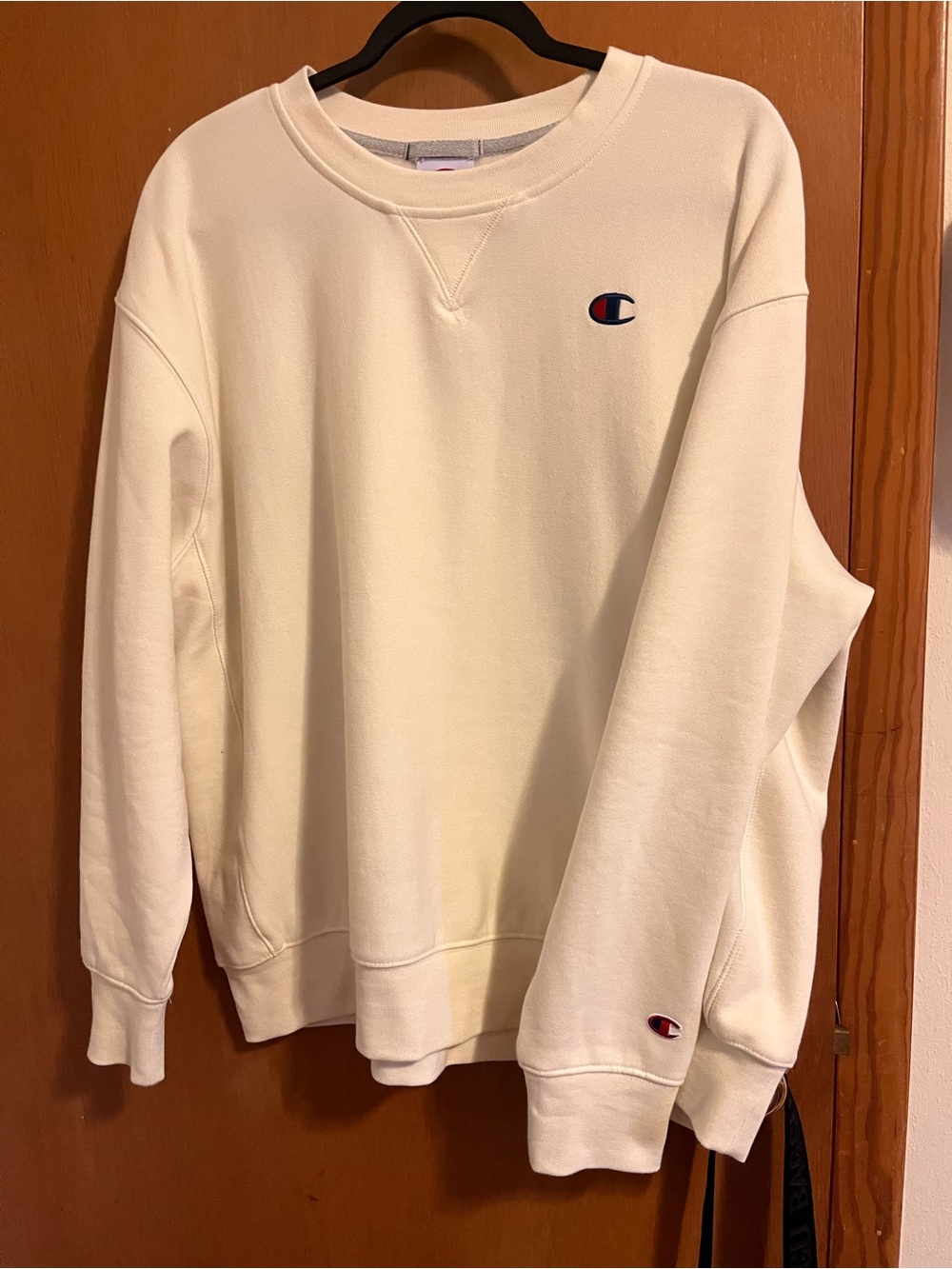 Champion Cream Crewneck Sweatshirt with Iconic Logo